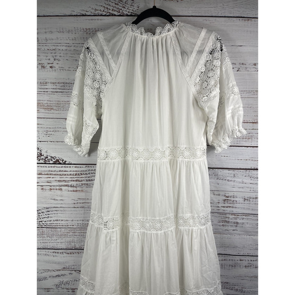 En Saison Dress Women's Extra Small White Boho Lace Maxi Tiered Peasant NWT XS - Picture 5 of 7